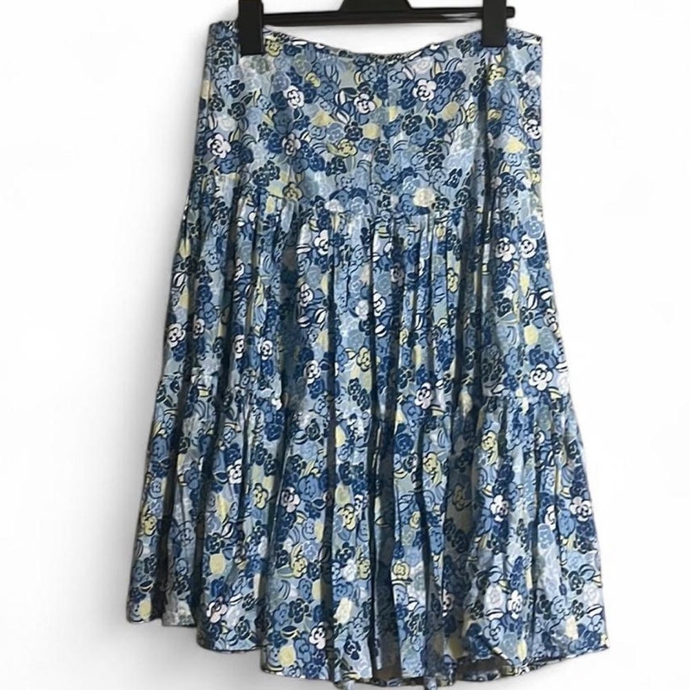Emma&James Skirt Sz 16 Blue/ Yellow Floral Skater Tiered Flowy A-line Fit&Flare - Picture 2 of 6